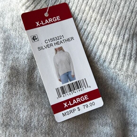 New! VINCE CAMUTO Oversized Turtleneck Sweater Size XXL Silver Heather NWT Soft - Picture 5 of 7